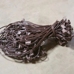 C9 (E17) 100' Cord 12" Spacing, Brown SPT-1 Wire -Decorative Lighting Store 100 foot c9 cord brown 300