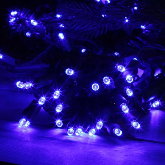 50-light 5mm Blue LED Christmas Lights, Green Wire 6" Spacing 3 50-light 5mm Blue LED Christmas Lights, Green Wire 6" Spacing