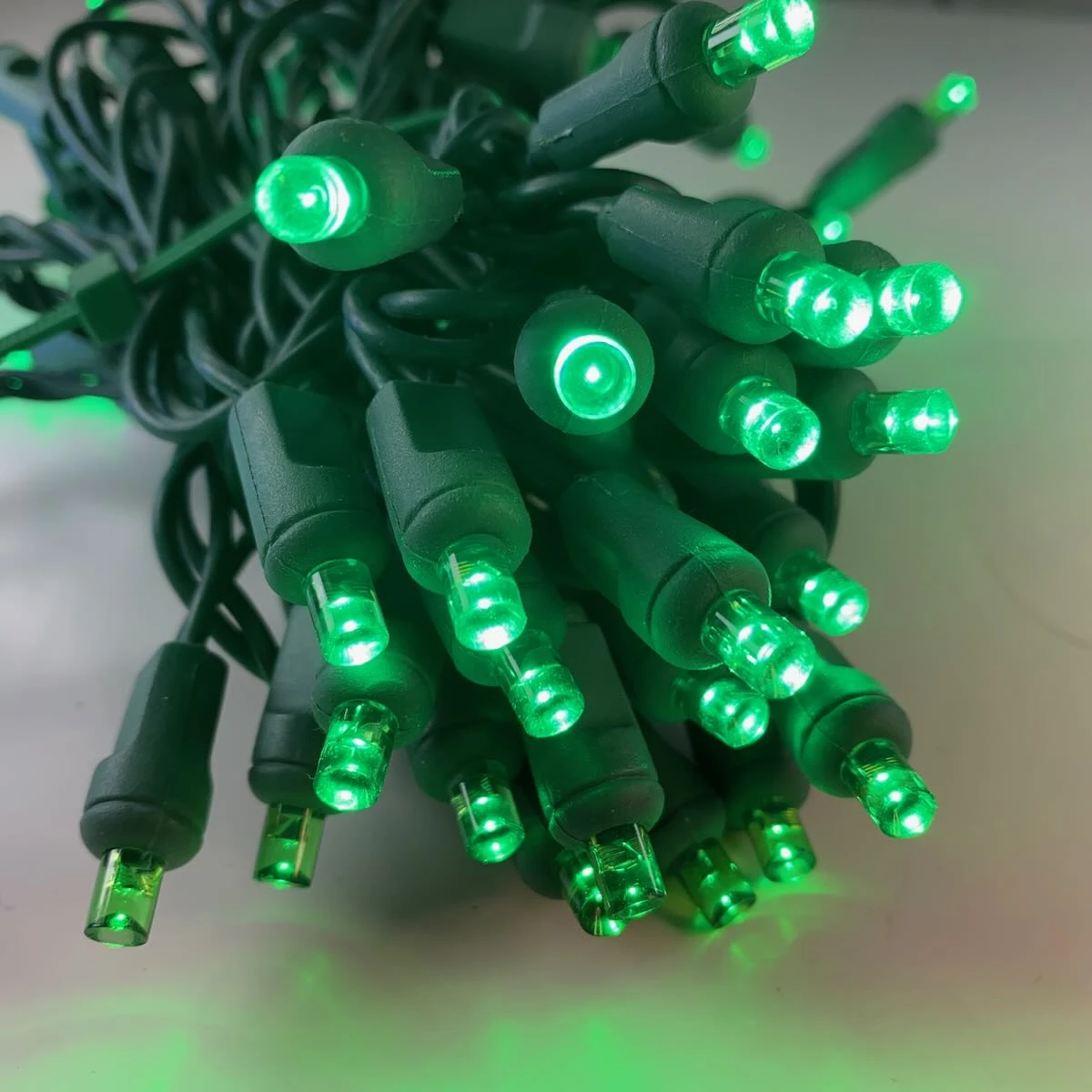 50-light 5mm Green LED Christmas Lights, 4" Spacing, Green Wire 3 50-light 5mm Green LED Christmas Lights, 4" Spacing, Green Wire