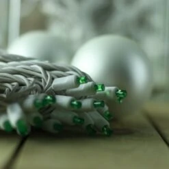 50-light 5mm Green LED Christmas Lights, 4" Spacing White Wire -Decorative Lighting Store 5mm green led christmas light 082718