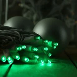 50-light 5mm Green LED Christmas Lights, 4" Spacing White Wire -Decorative Lighting Store 5mm green led christmas lights 082718