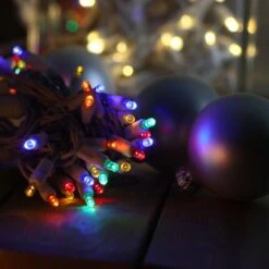 50-light 5mm Multicolor LED Christmas Lights, 4" Spacing White Wire 15 50-light 5mm Multicolor LED Christmas Lights, 4" Spacing White Wire -Decorative Lighting Store 5mm multi white wire led christmas lights 82718a