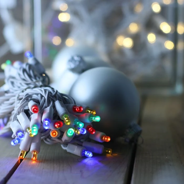 50-light 5mm Multicolor LED Christmas Lights, 4" Spacing White Wire 8 50-light 5mm Multicolor LED Christmas Lights, 4" Spacing White Wire - Image 6