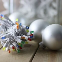 50-light 5mm Multicolor LED Christmas Lights, 4" Spacing White Wire 16 50-light 5mm Multicolor LED Christmas Lights, 4" Spacing White Wire -Decorative Lighting Store 5mm multi white wire led christmas lights 82718b