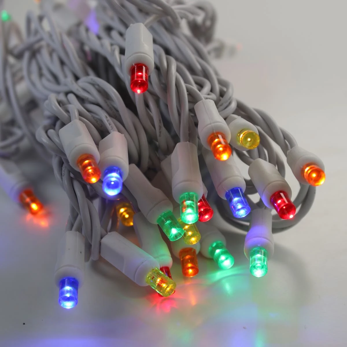 50-light 5mm Multicolor LED Christmas Lights, 4" Spacing White Wire 3 50-light 5mm Multicolor LED Christmas Lights, 4" Spacing White Wire