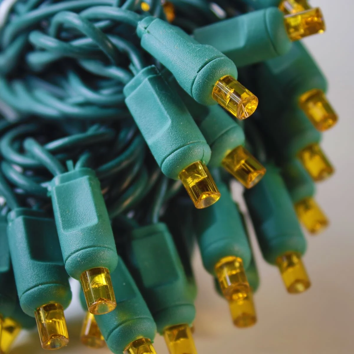 50-light 5mm Orange LED Christmas Lights, 4" Spacing Green Wire 4 50-light 5mm Orange LED Christmas Lights, 4" Spacing Green Wire - Image 2