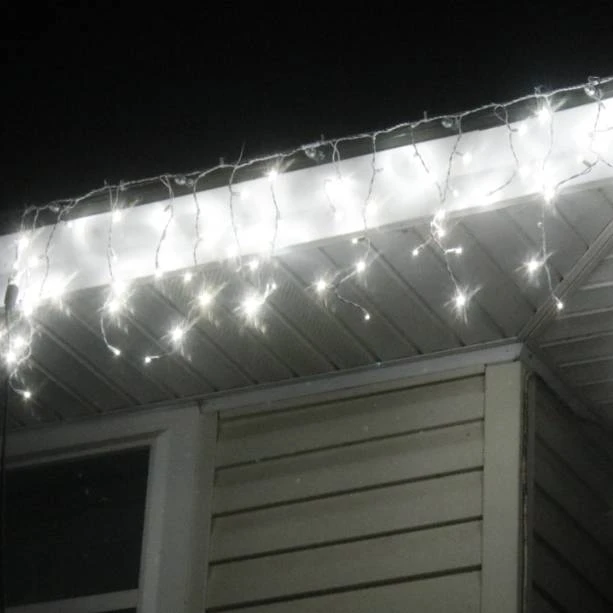 100-light Pure White 5mm LED Icicle Lights, White Wire 6 100-light Pure White 5mm LED Icicle Lights, White Wire - Image 4
