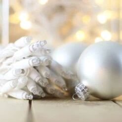 50-light 5mm Pure White LED Christmas Lights, 4" Spacing White Wire -Decorative Lighting Store 5mm pure white white wire LED Christmas lights 082718