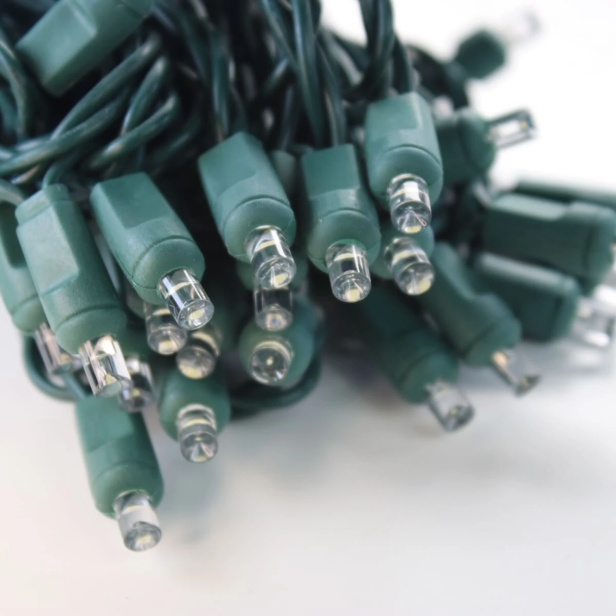 50-light 5mm Pure White LED Christmas Lights, 6" Spacing Green Wire 4 50-light 5mm Pure White LED Christmas Lights, 6" Spacing Green Wire - Image 2