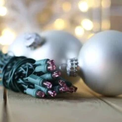 50-light 5mm Purple LED Christmas Lights, 4" Spacing Green Wire -Decorative Lighting Store 5mm purple LED Christmas Lights 082718