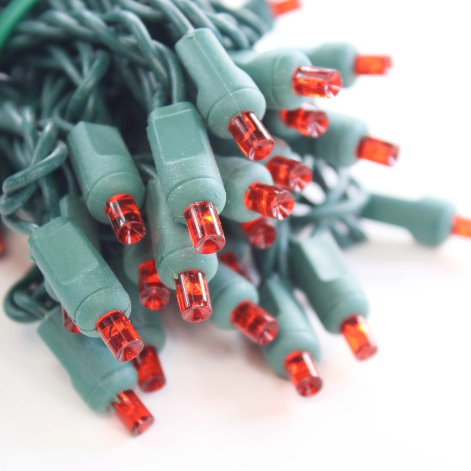 50-light 5mm Red LED Christmas Lights, 6" Spacing Green Wire 3 50-light 5mm Red LED Christmas Lights, 6" Spacing Green Wire