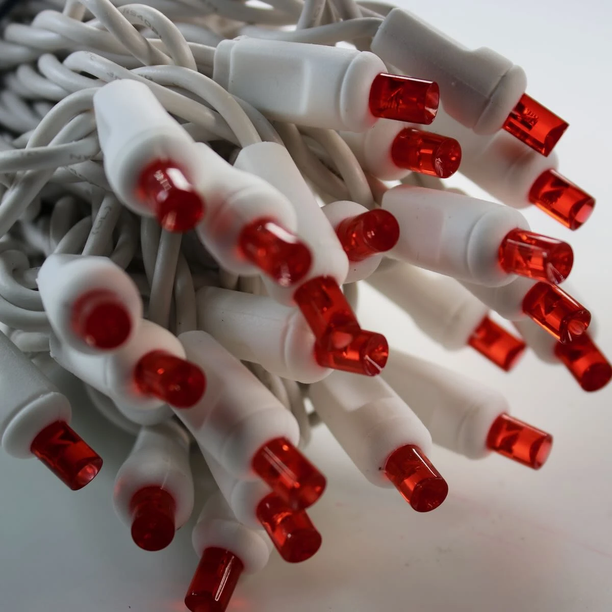 50-light 5mm Red LED Christmas Lights, 4" Spacing White Wire 4 50-light 5mm Red LED Christmas Lights, 4" Spacing White Wire - Image 2