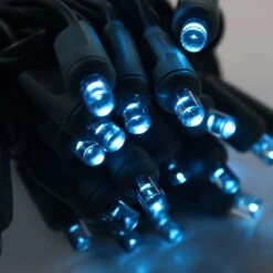 50-light Teal 5mm LED Christmas Lights, 4" Spacing Green Wire