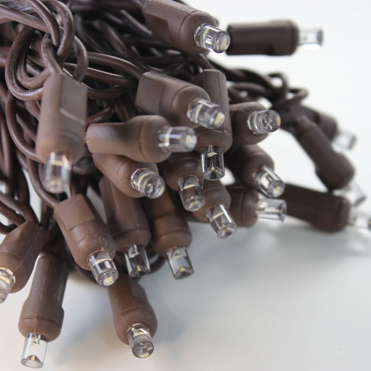 50-light 5mm Warm White LED Christmas Lights, 4" Spacing Brown Wire 4 50-light 5mm Warm White LED Christmas Lights, 4" Spacing Brown Wire - Image 2