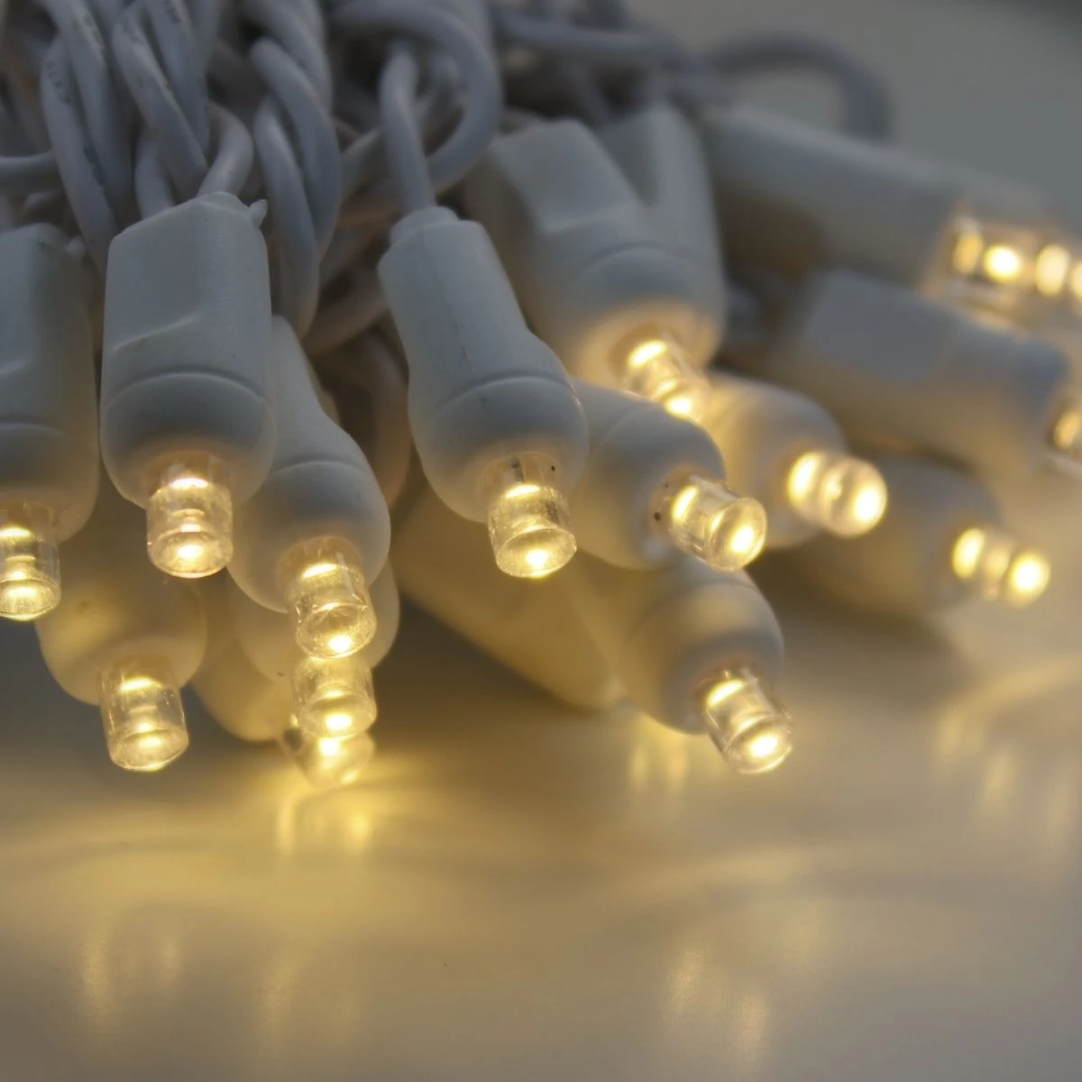 50-light 5mm Warm White LED Christmas Lights, 6" Spacing White Wire 3 50-light 5mm Warm White LED Christmas Lights, 6" Spacing White Wire