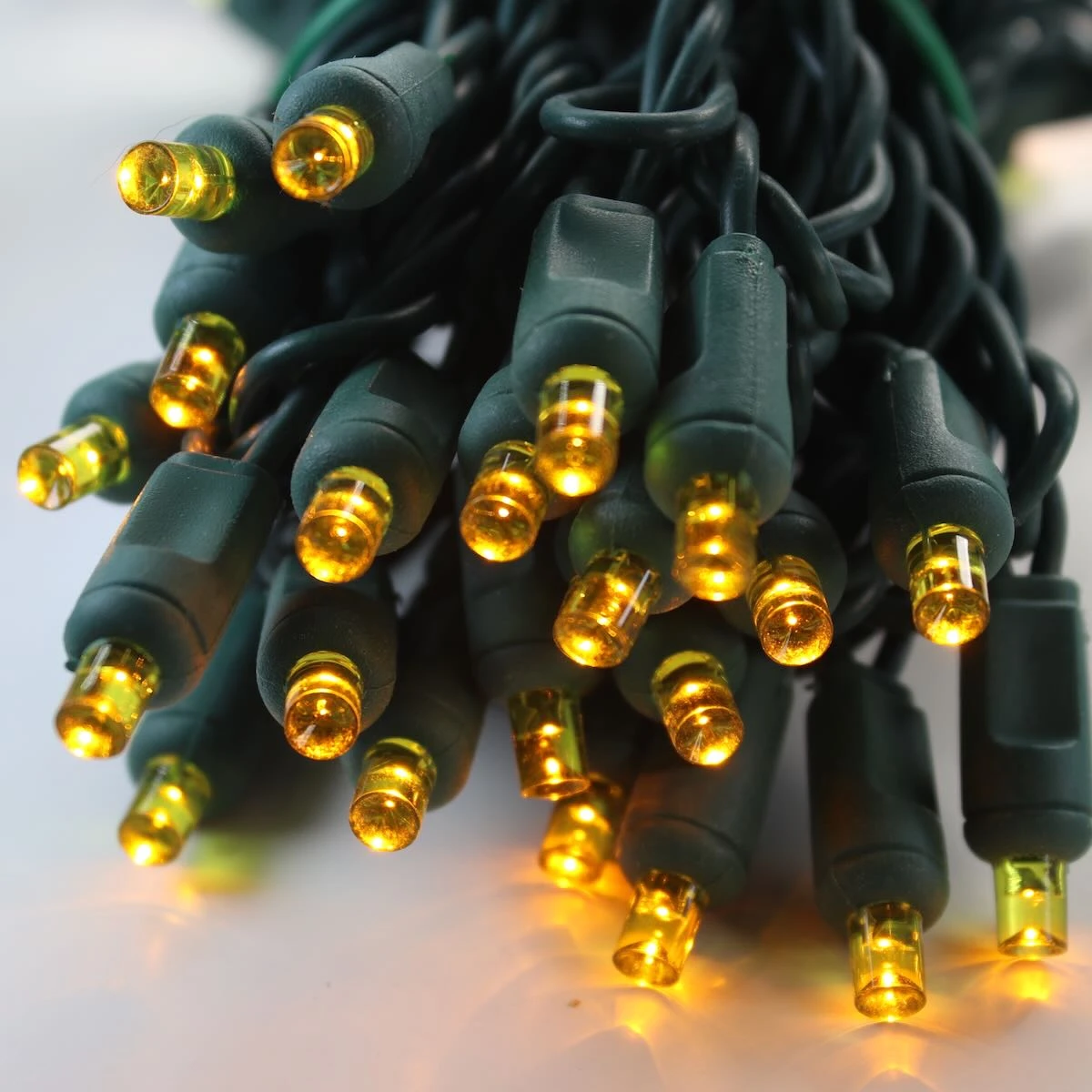 50-light 5mm Yellow LED Christmas Lights, 4" Spacing Green Wire 3 50-light 5mm Yellow LED Christmas Lights, 4" Spacing Green Wire