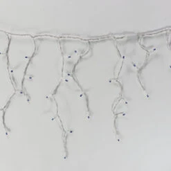 100-light Blue 5mm LED Icicle Lights, White Wire -Decorative Lighting Store blue 5mm led icicle lights white wire a