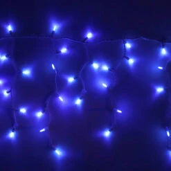 100-light M5 Blue LED Icicle Lights, Green Wire