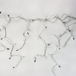 150-bulb Blue And Clear Glass Icicle Lights, White Wire