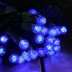 50-light G12 Blue LED Christmas Lights, 4" Spacing Green Wire -Decorative Lighting Store blue g12 led christmas lights 090518a