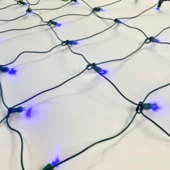 100-light Blue 5mm LED Net Lights, Green Wire -Decorative Lighting Store blue led net 5mm l2