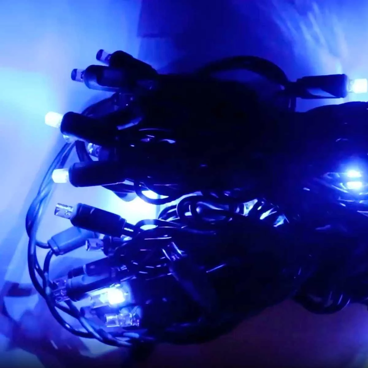 50-light 5mm Blue Strobe LED Christmas Lights, Green Wire 4" Spacing 4 50-light 5mm Blue Strobe LED Christmas Lights, Green Wire 4" Spacing - Image 2