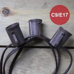 C9 (E17) 500' Spool 12" Spacing, Brown SPT-2 Wire -Decorative Lighting Store brown c9 christmas lights cord