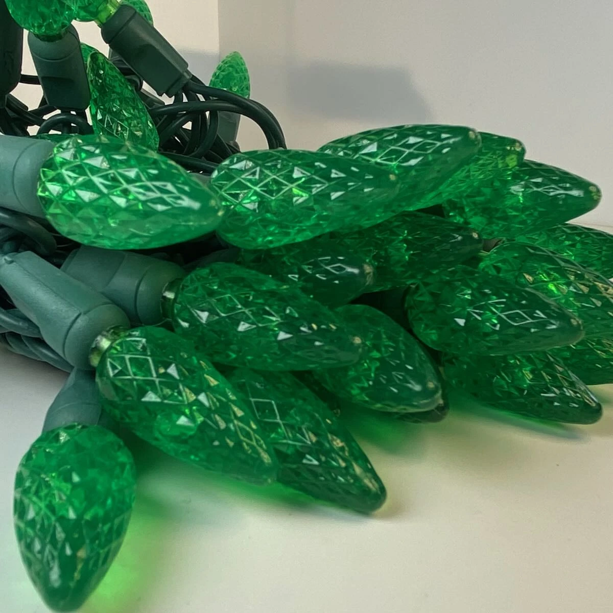 50-light C6 Green LED Christmas Lights, 4" Spacing Green Wire 4 50-light C6 Green LED Christmas Lights, 4" Spacing Green Wire - Image 2