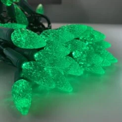50-light C6 Green LED Christmas Lights, 4" Spacing Green Wire