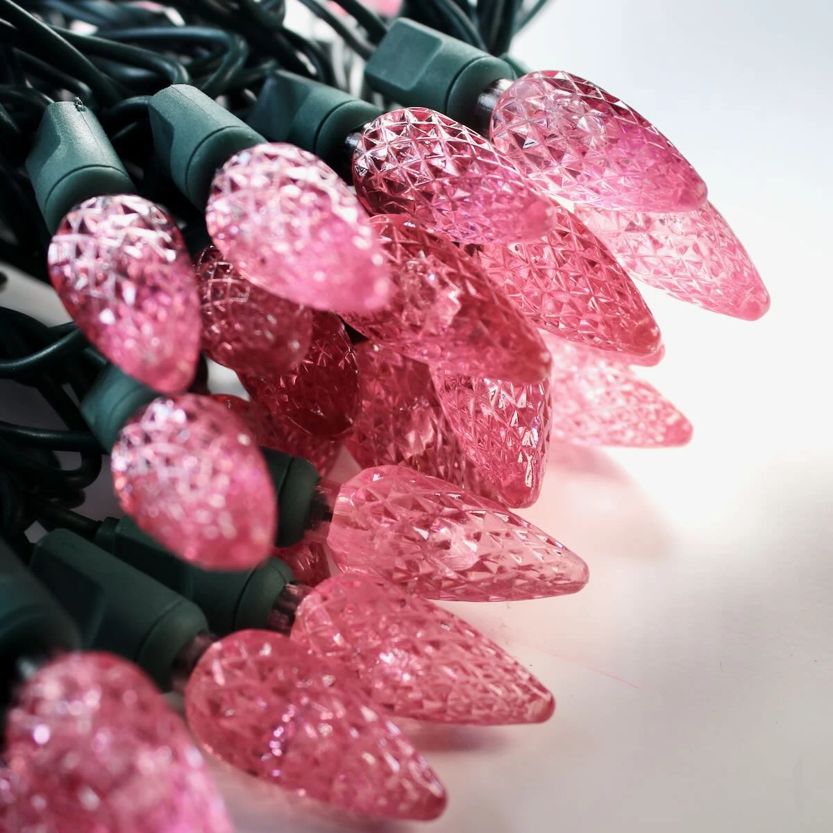 50-light C6 Pink LED Christmas Lights, 4" Spacing Green Wire 4 50-light C6 Pink LED Christmas Lights, 4" Spacing Green Wire - Image 2