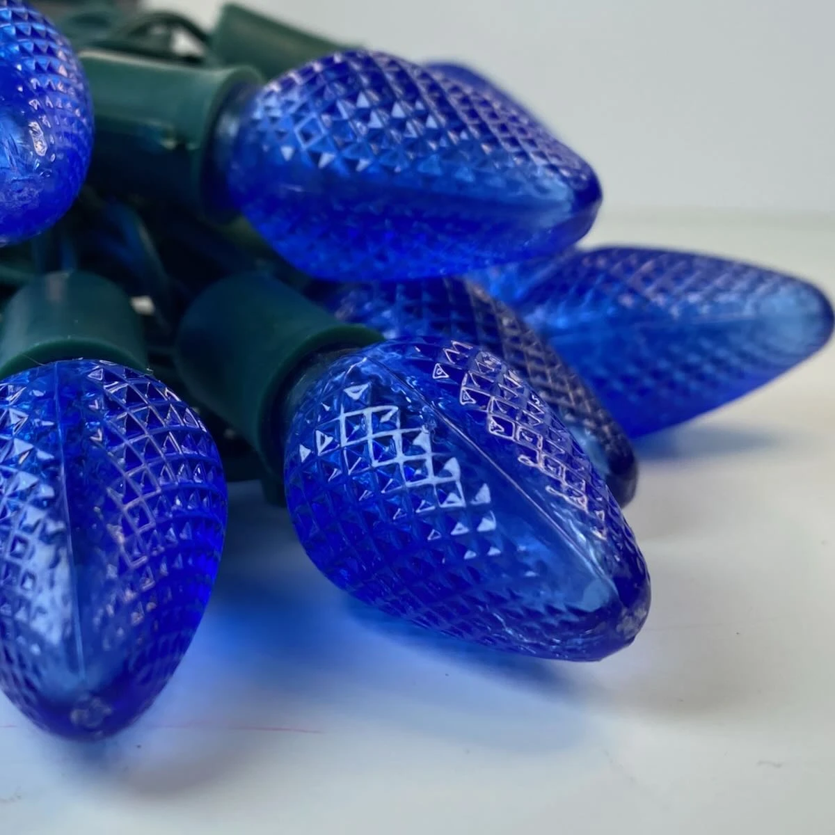 25-light C7 Blue LED Christmas Lights, 8" Spacing Green Wire 6 25-light C7 Blue LED Christmas Lights, 8" Spacing Green Wire - Image 4