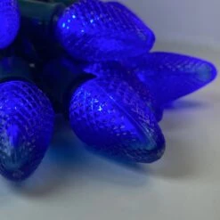 25-light C7 Blue LED Christmas Lights, 8" Spacing Green Wire 12 25-light C7 Blue LED Christmas Lights, 8" Spacing Green Wire -Decorative Lighting Store c7 blue led christmas lights green wire b 3
