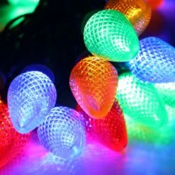 25-light C7 Multicolor LED Christmas Lights, 8" Spacing Green Wire -Decorative Lighting Store c7 multicolor led christmas lights white wire c2