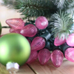 25-light C7 Pink LED Christmas Lights, 8" Spacing Green Wire 11 25-light C7 Pink LED Christmas Lights, 8" Spacing Green Wire -Decorative Lighting Store c7 pink led christmas light 82818a
