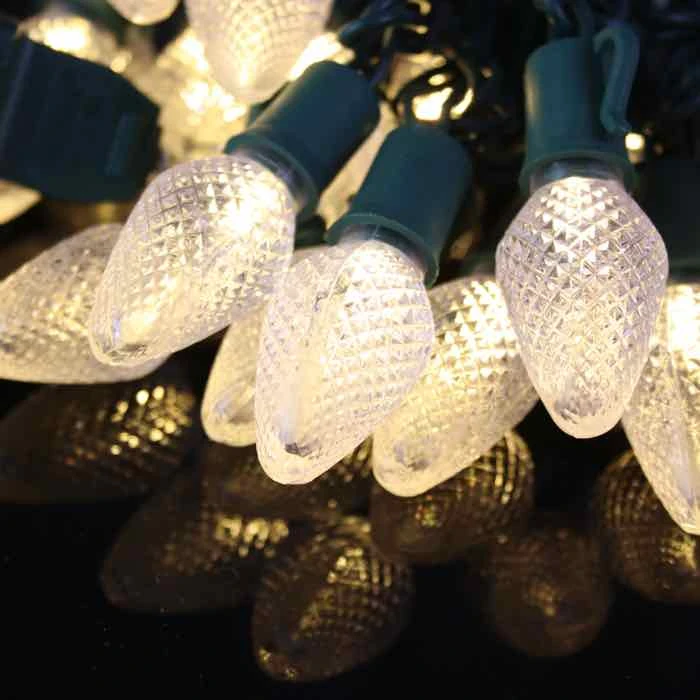 25-light C7 Warm White LED Christmas Lights, 8" Spacing Green Wire 6 25-light C7 Warm White LED Christmas Lights, 8" Spacing Green Wire - Image 4