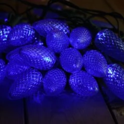 25-light C9 Blue LED Christmas Lights, 8" Spacing Green Wire -Decorative Lighting Store c9 blue led christmas light 82818