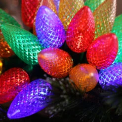 25-light C9 Multicolor LED Christmas Lights, 8" Spacing Green Wire -Decorative Lighting Store c9 multi led christmas light 82818