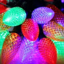 25-light C9 Multicolor LED Christmas Lights, 8" Spacing Green Wire -Decorative Lighting Store c9 multicolor led christmas lights b