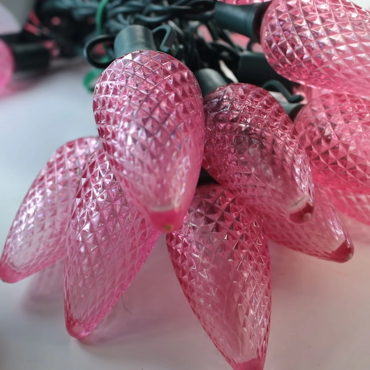 25-light C9 Pink LED Christmas Lights, 8" Spacing Green Wire 4 25-light C9 Pink LED Christmas Lights, 8" Spacing Green Wire - Image 2