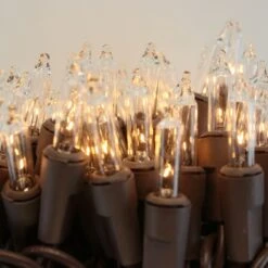 100-bulb Clear Mini Lights, 4" Spacing Brown Wire