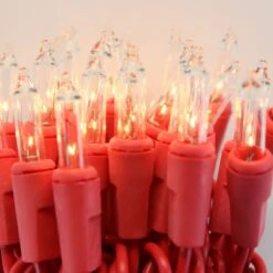 100-bulb White Mini Lights, 2.5" Spacing Red Wire