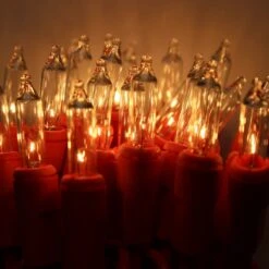 100-bulb White Mini Lights, 2.5" Spacing Red Wire -Decorative Lighting Store clear glass mini lights red wire c