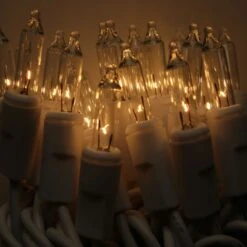100-bulb Clear Mini Lights, 4" Spacing, White Wire 10 100-bulb Clear Mini Lights, 4" Spacing, White Wire -Decorative Lighting Store clear glass mini lights white wire c