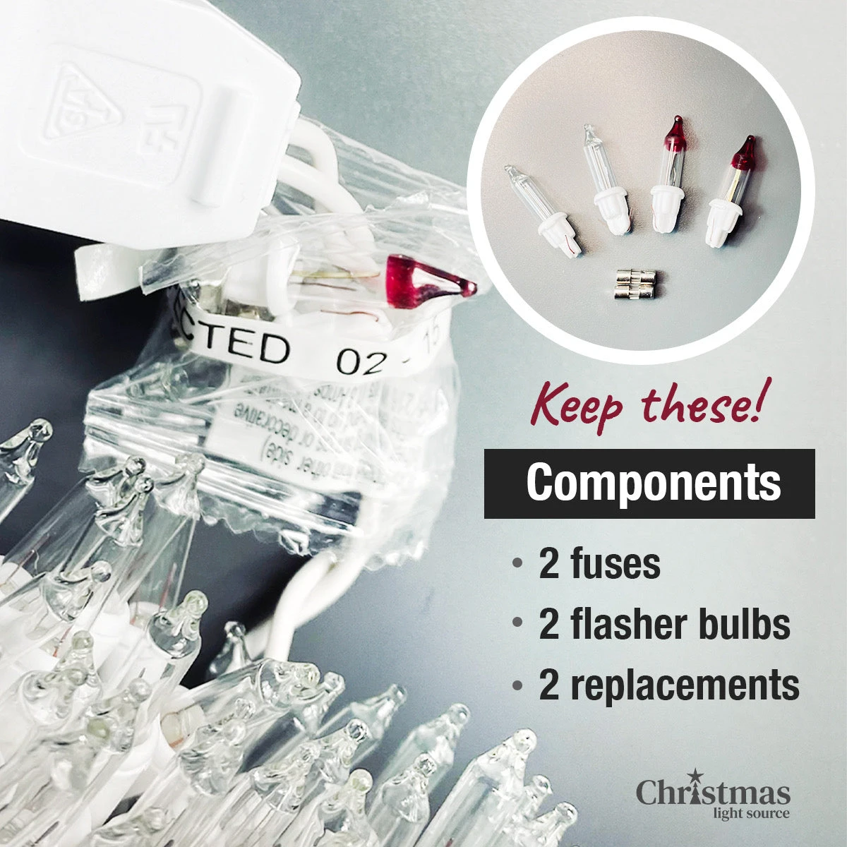 100-bulb Clear Mini Lights, 4" Spacing, White Wire 8 100-bulb Clear Mini Lights, 4" Spacing, White Wire - Image 6