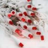 50-light 5mm Red Strobe LED Christmas Lights, 4" Spacing White Wire 2 50-light 5mm Red Strobe LED Christmas Lights, 4" Spacing White Wire -Decorative Lighting Store cls strobe lights red white