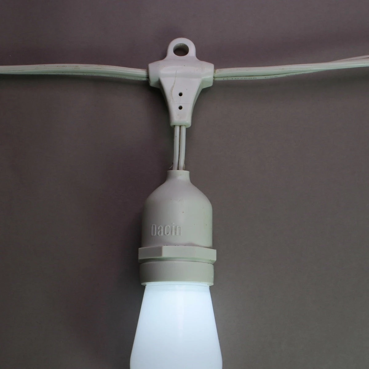 E26 108' Heavy Duty Commercial Grade Cord With Suspenders, White Wire 3 E26 108' Heavy Duty Commercial Grade Cord With Suspenders, White Wire