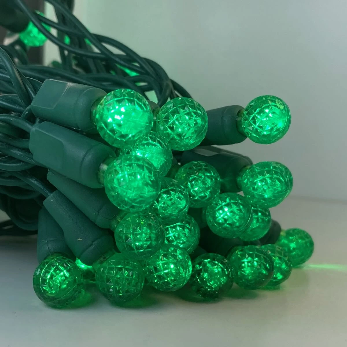 50-light G12 Green LED Christmas Lights, 4" Spacing Green Wire 3 50-light G12 Green LED Christmas Lights, 4" Spacing Green Wire