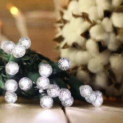 50-light G12 Pure White LED Christmas Lights, 4" Spacing Green Wire -Decorative Lighting Store g12 pure whiteLED christmas light 82818