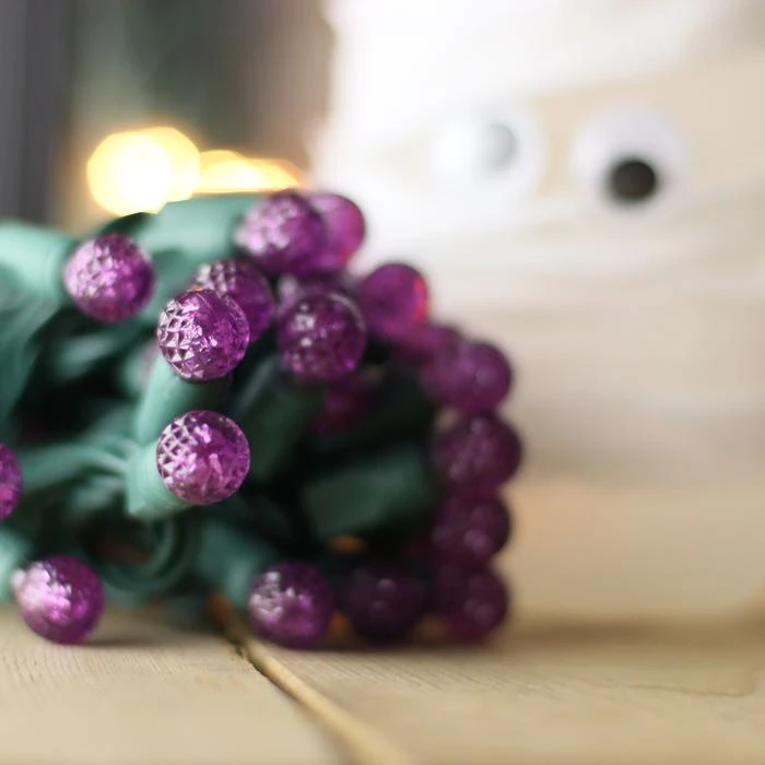 50-light G12 Purple LED Christmas Lights, 4" Spacing Green Wire 6 50-light G12 Purple LED Christmas Lights, 4" Spacing Green Wire - Image 4