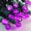 50-light G12 Purple LED Christmas Lights, 4" Spacing Green Wire -Decorative Lighting Store g12 purple led strings lights green wire b
